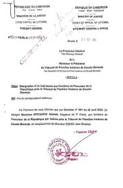 Justice: le Procureur près le tribunal de première instance de Douala-Bonanjo relevé de ses (...)